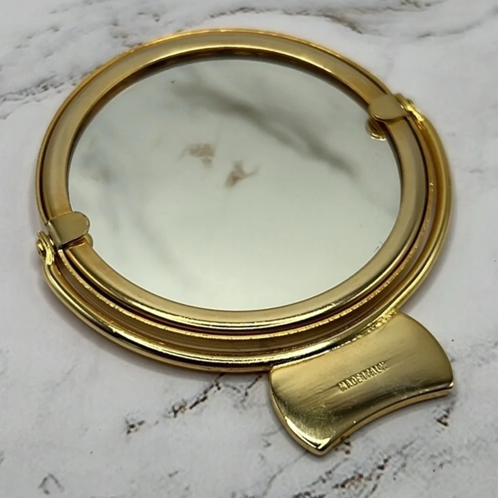 VINTAGE Compact Mirror Gold Tone Made in ITALY - Picture 2 of 6